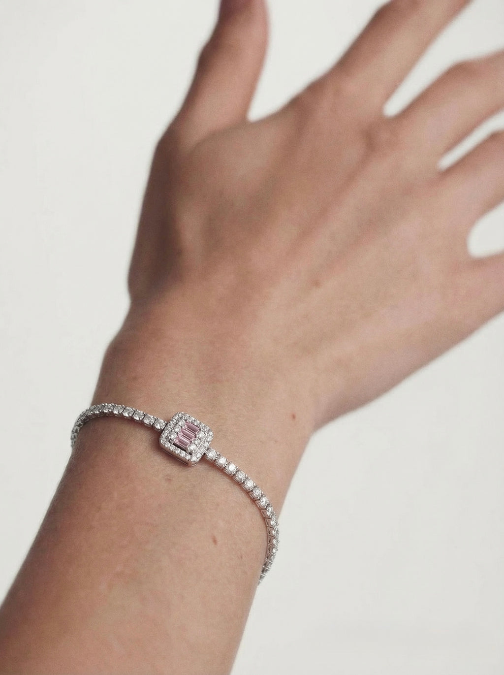 Pink Baguette Square Bracelet