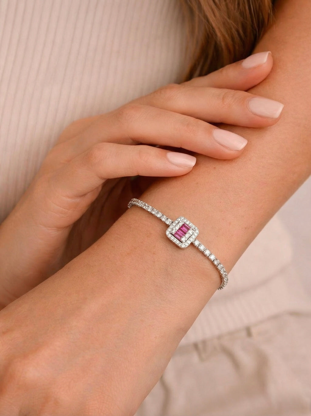 Rose Baguette Square Bracelet