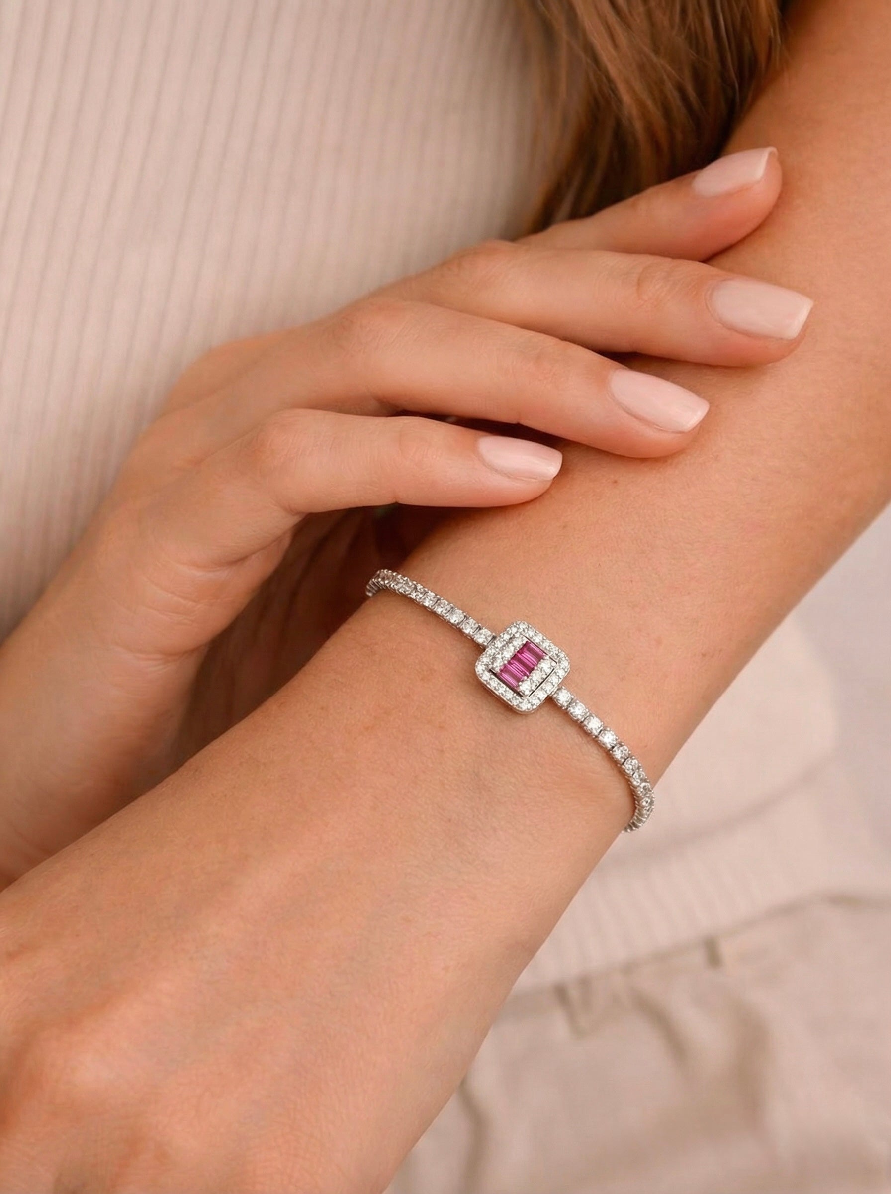 Rose Baguette Square Bracelet
