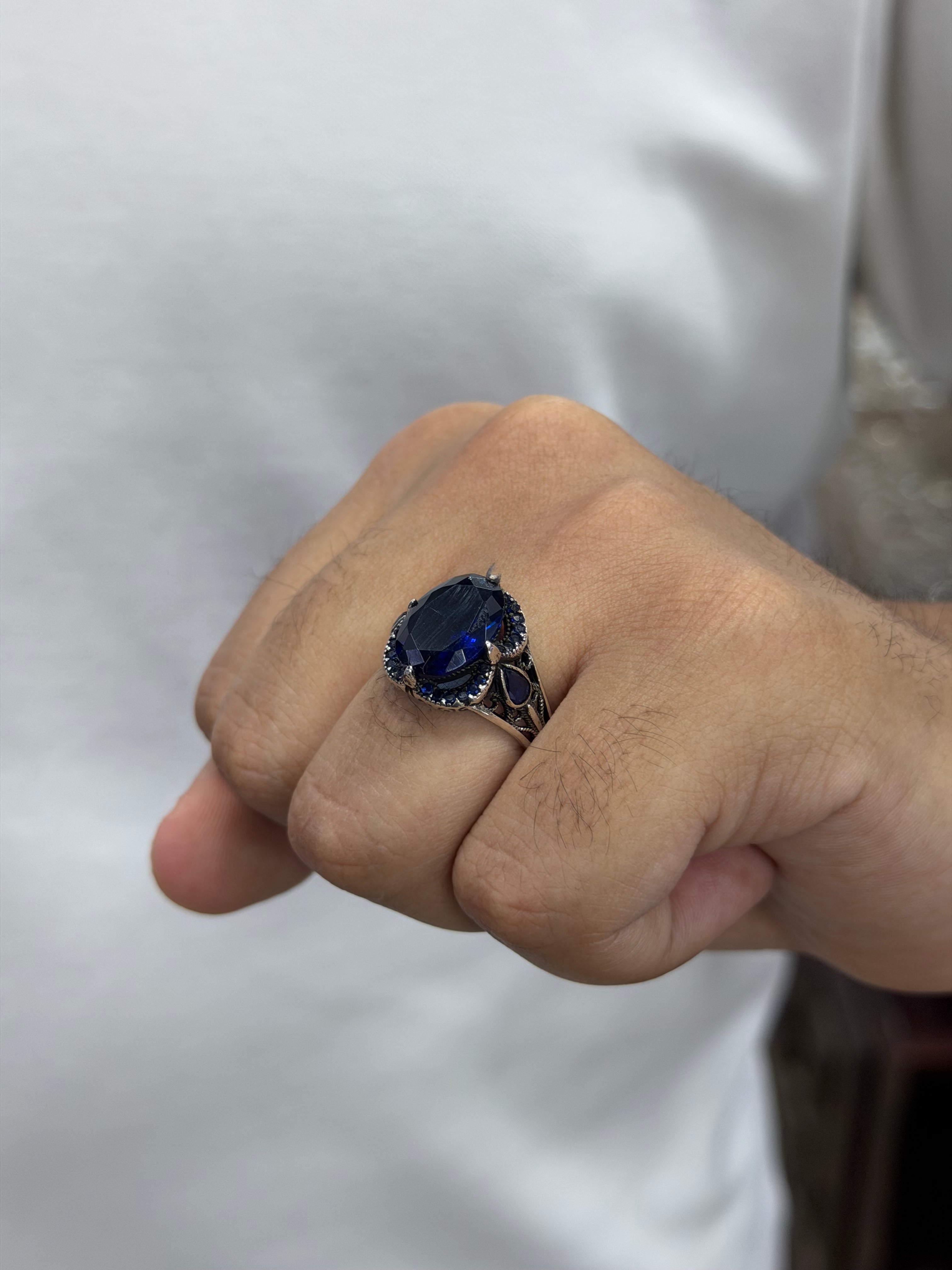 Royal Sapphire Crown Ring – 925 Silver