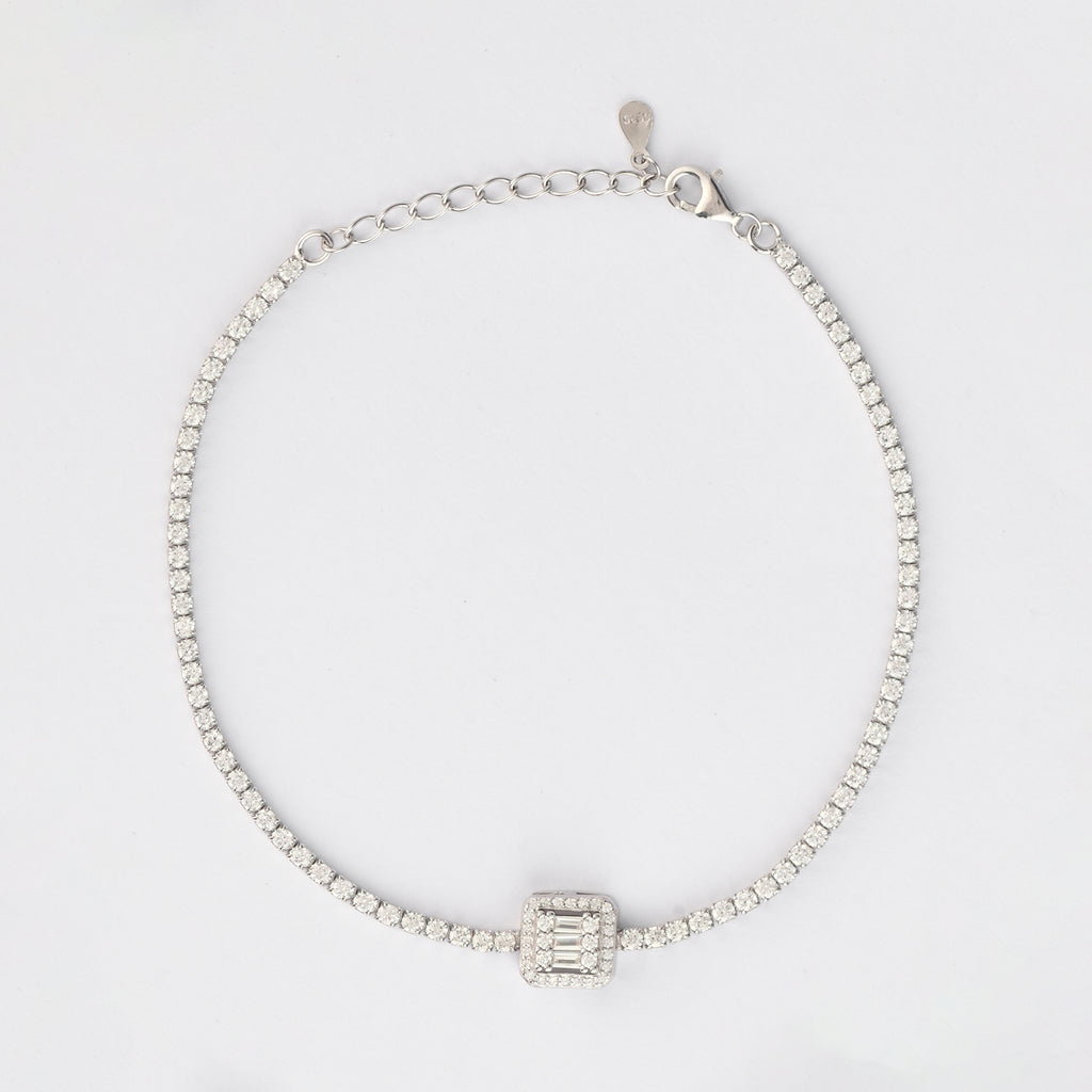 Square Halo Tennis Bracelet