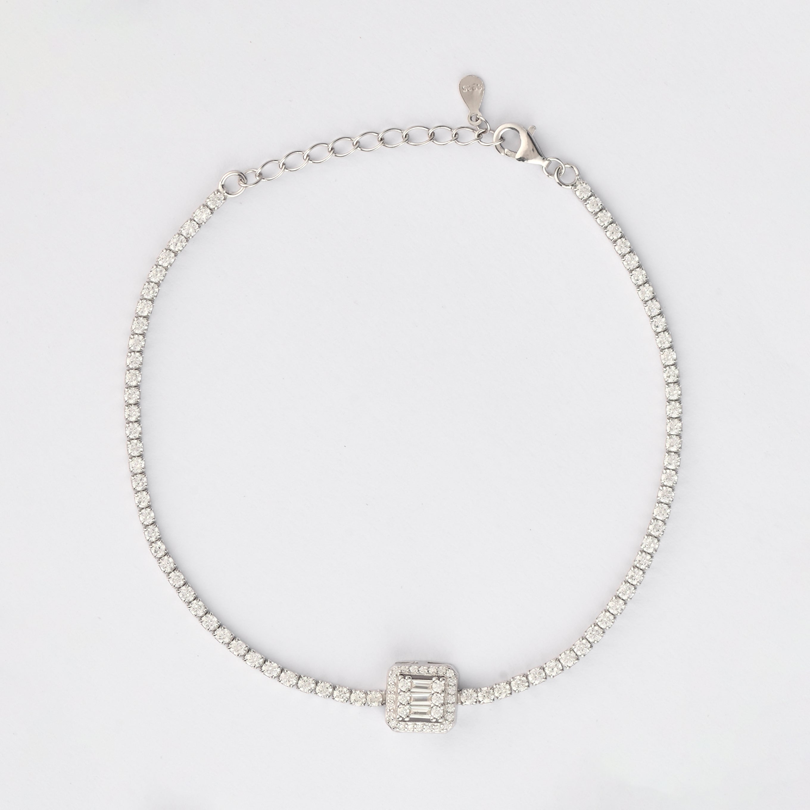 Square Halo Tennis Bracelet