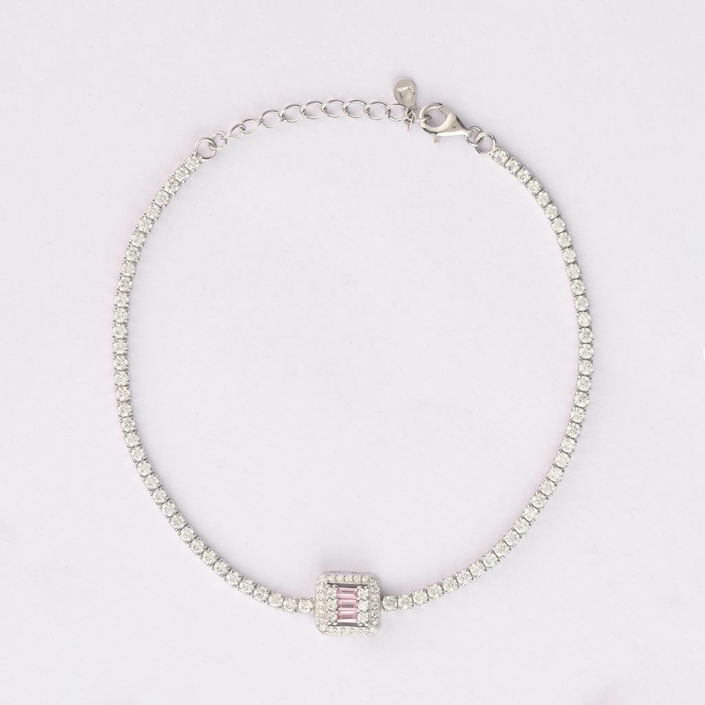 Pink Baguette Square Bracelet