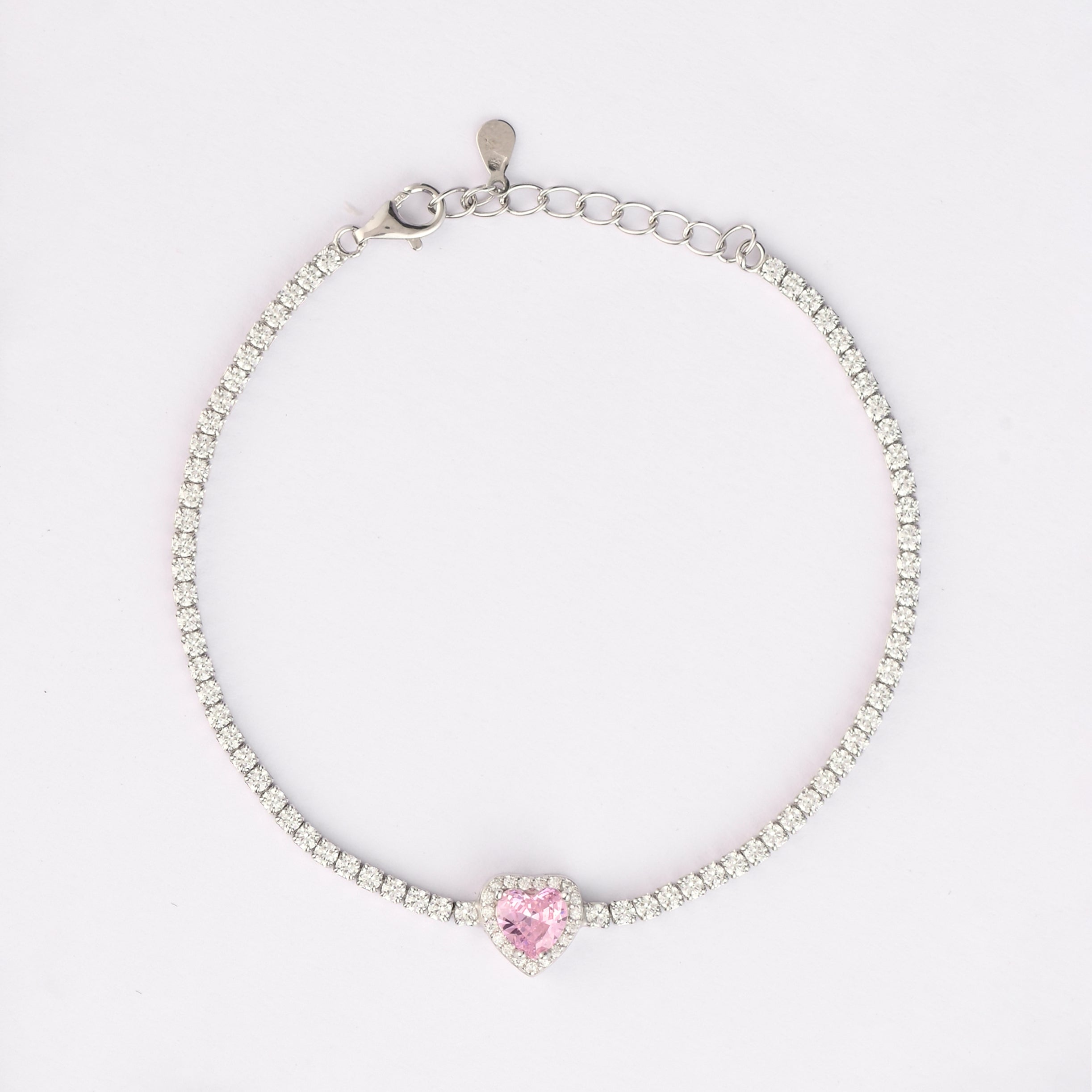 Pink Heart Tennis Bracelet