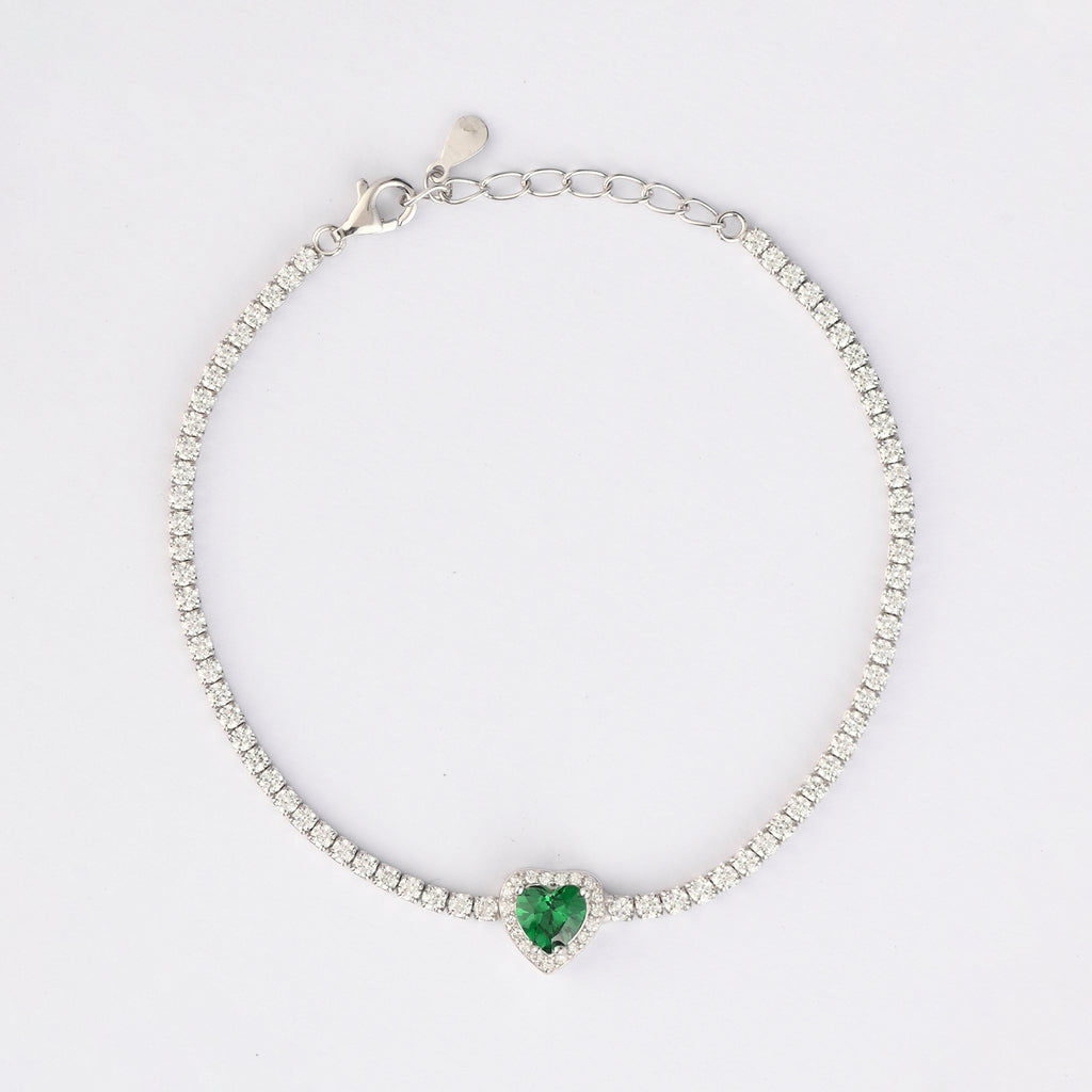 Emerald Heart Tennis Bracelet
