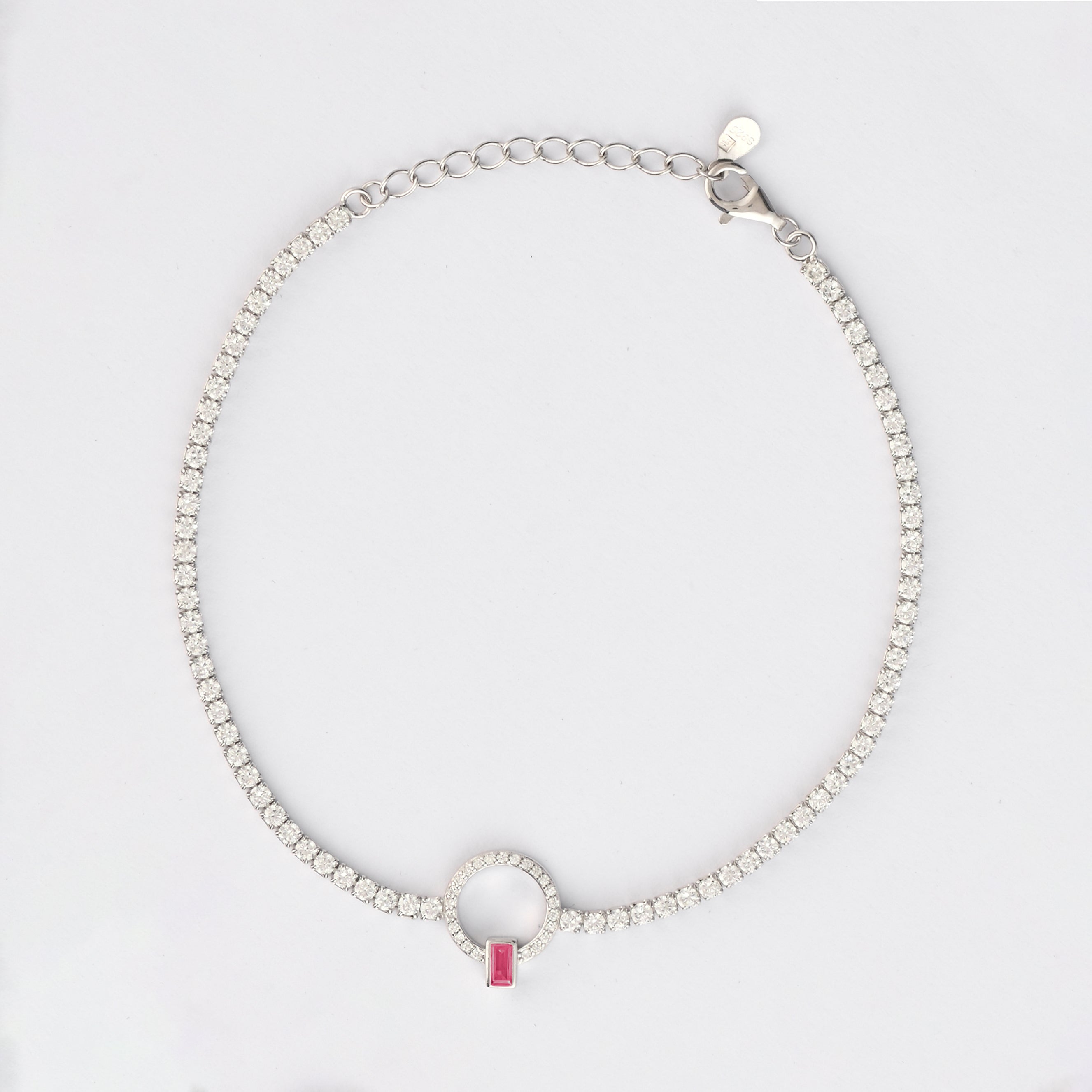 Ruby Halo Tennis Bracelet