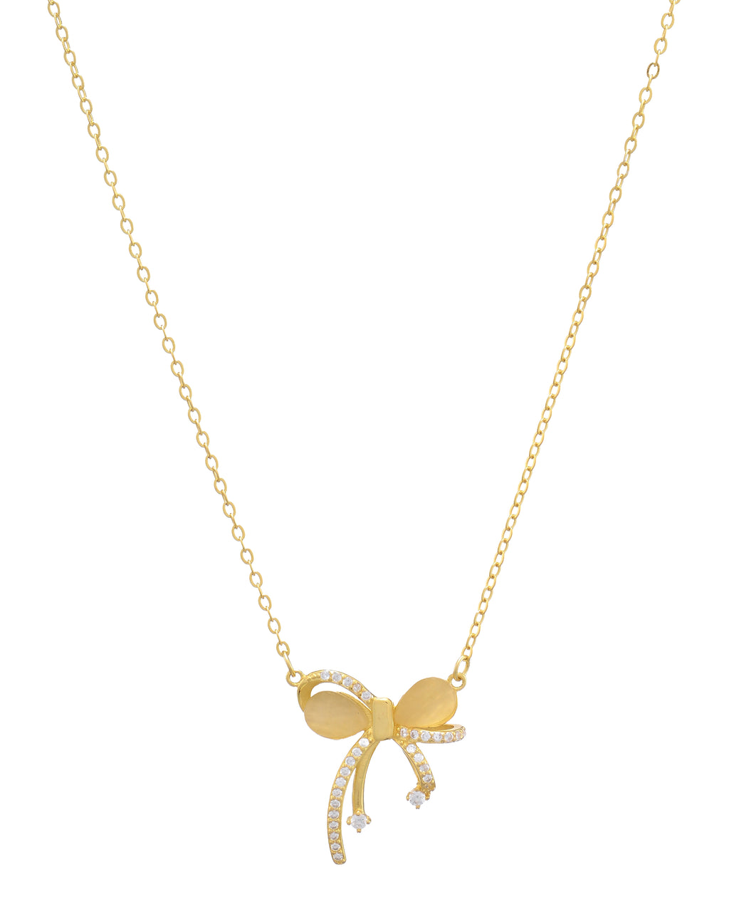 Gold Dainty Bow Necklace