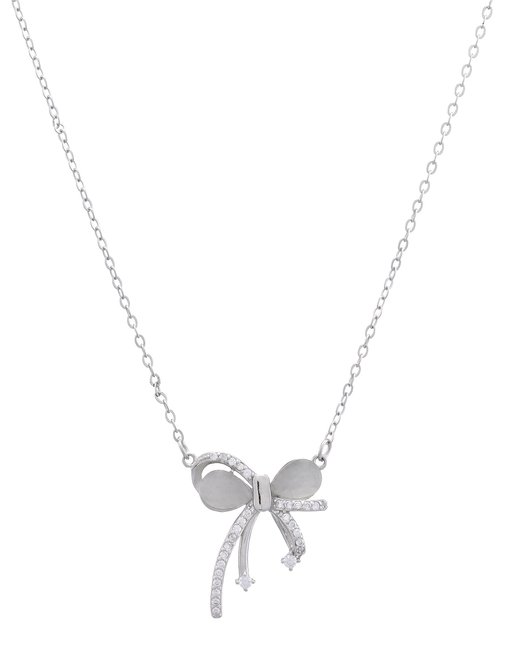 Silver Dainty Bow Necklace