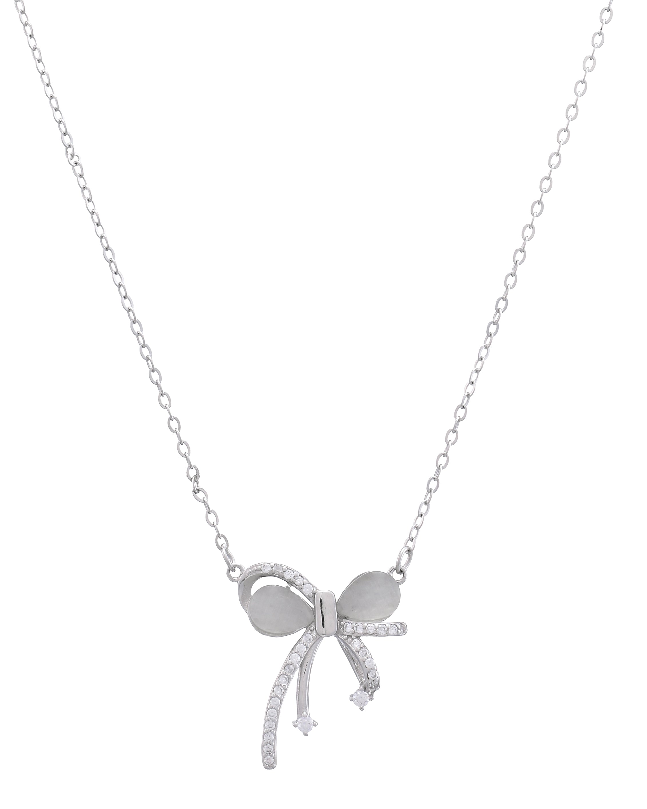 Silver Dainty Bow Necklace