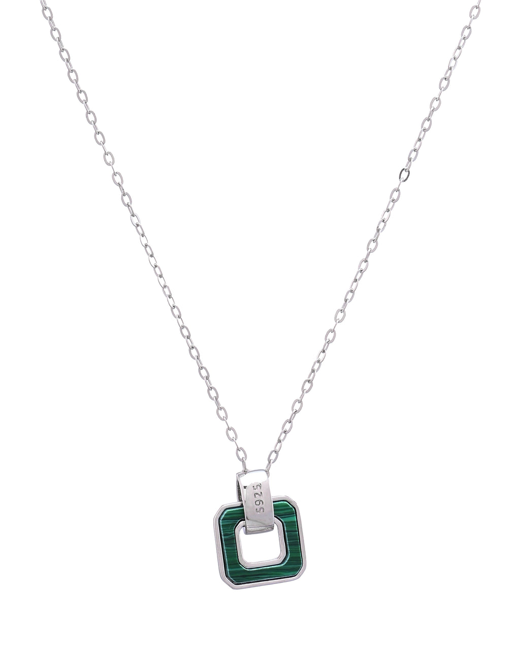 Green Square Pendant Necklace