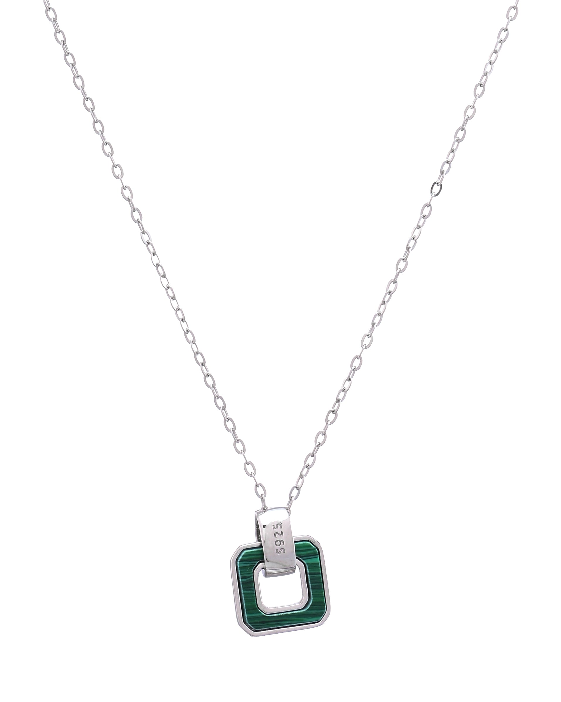 Green Square Pendant Necklace