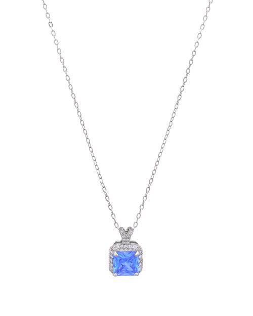 Blue Crystal Square Necklace