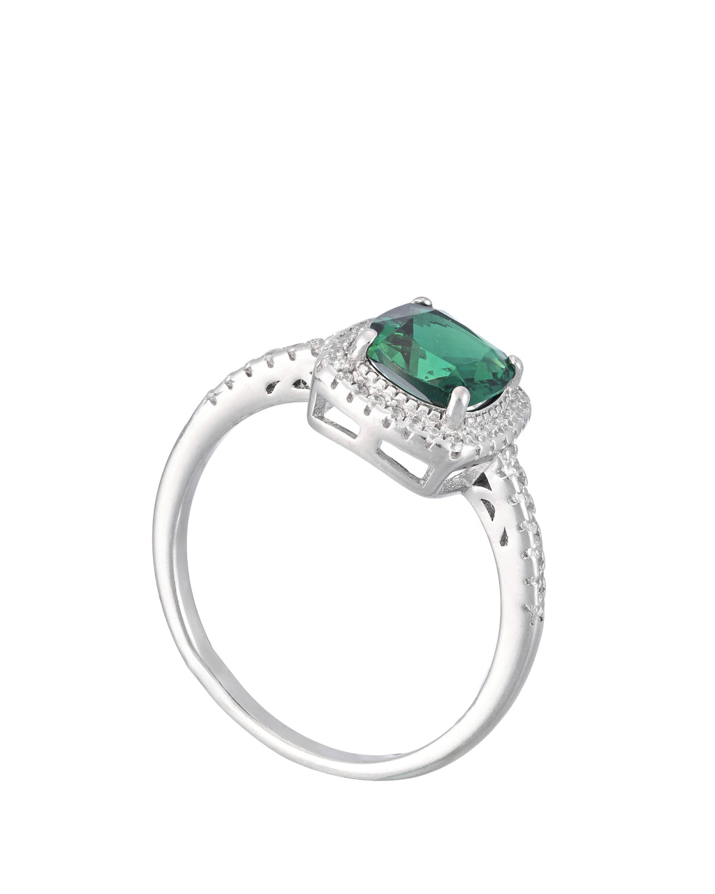 Emerald Square With Stones Ring
