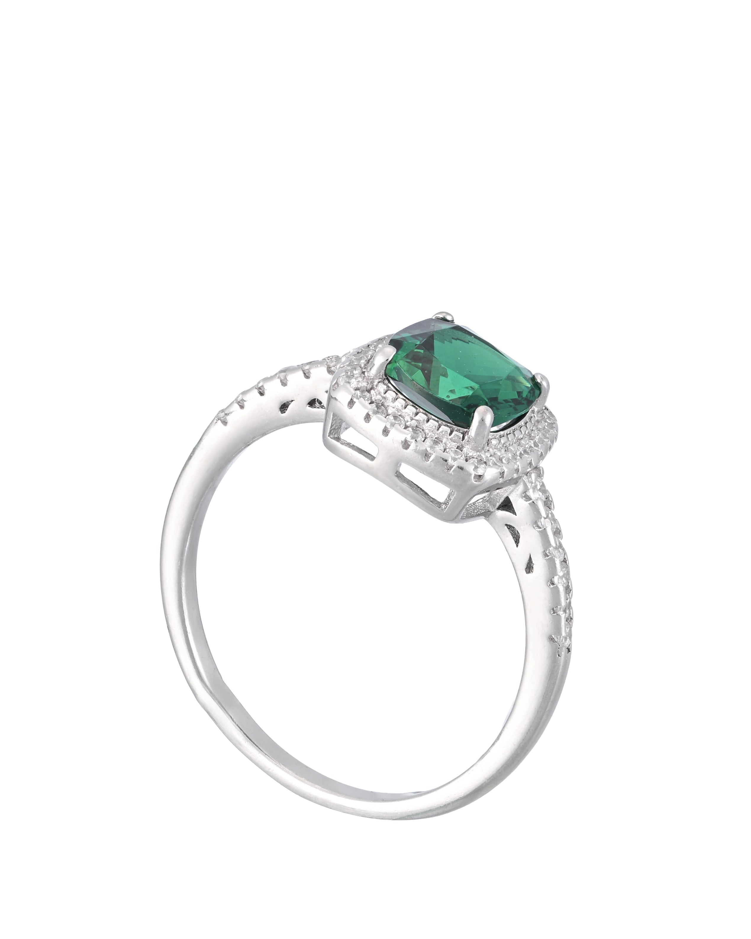Emerald Square With Stones Ring