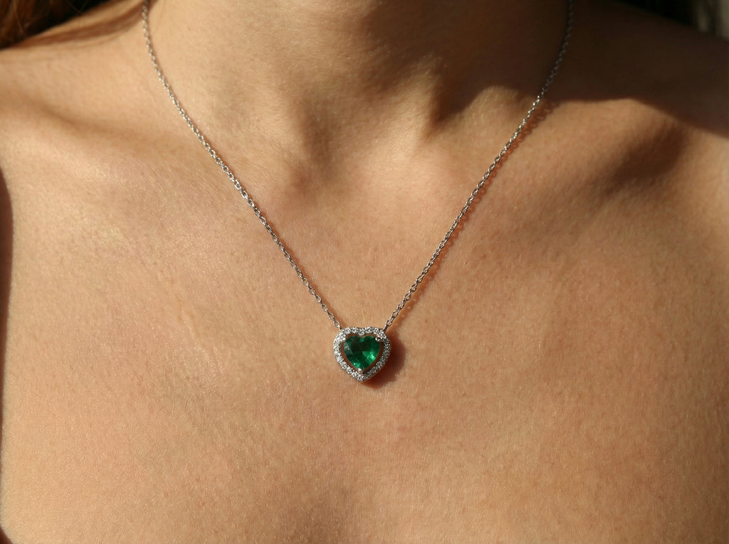 Emerald Heart Pendant Necklace