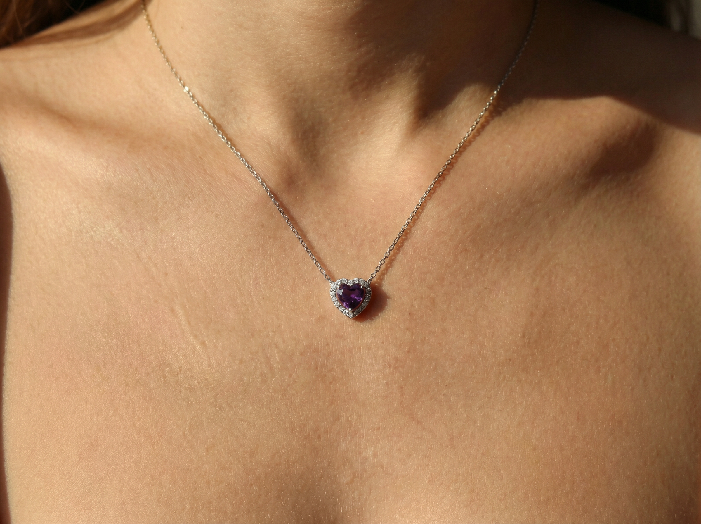 Purple Heart Pendant Necklace