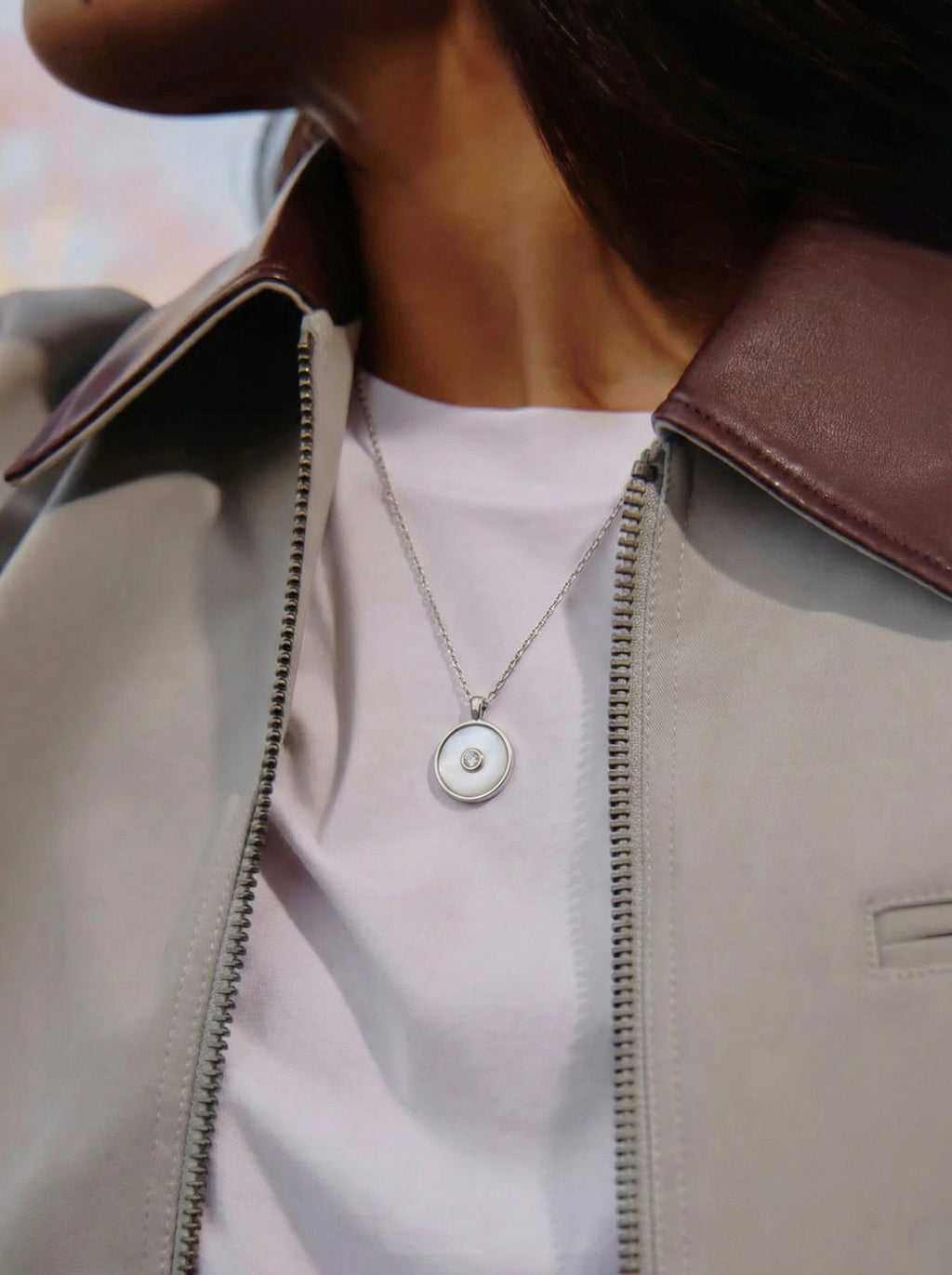 Round Halo Pendant Necklace