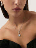 Silver Pave Link Square Necklace
