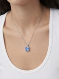 Blue Crystal Square Necklace