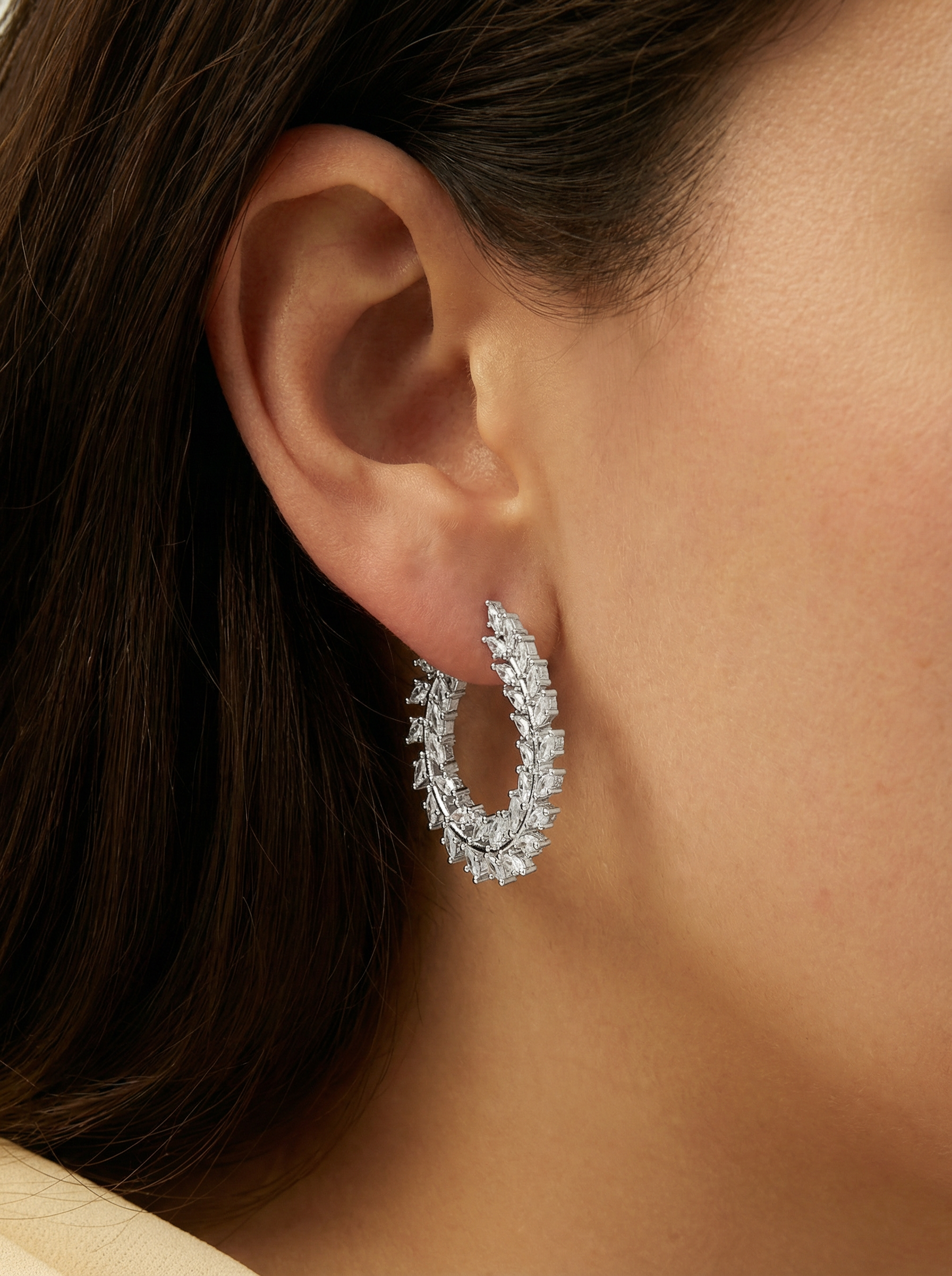 Statement Baguette Hoop Earrings