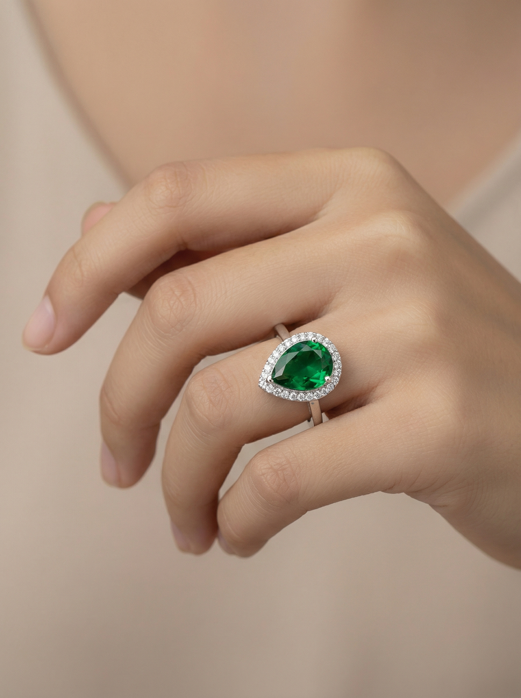 Emerald Drop Ring