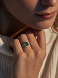 Emerald Drop With Stones Ring