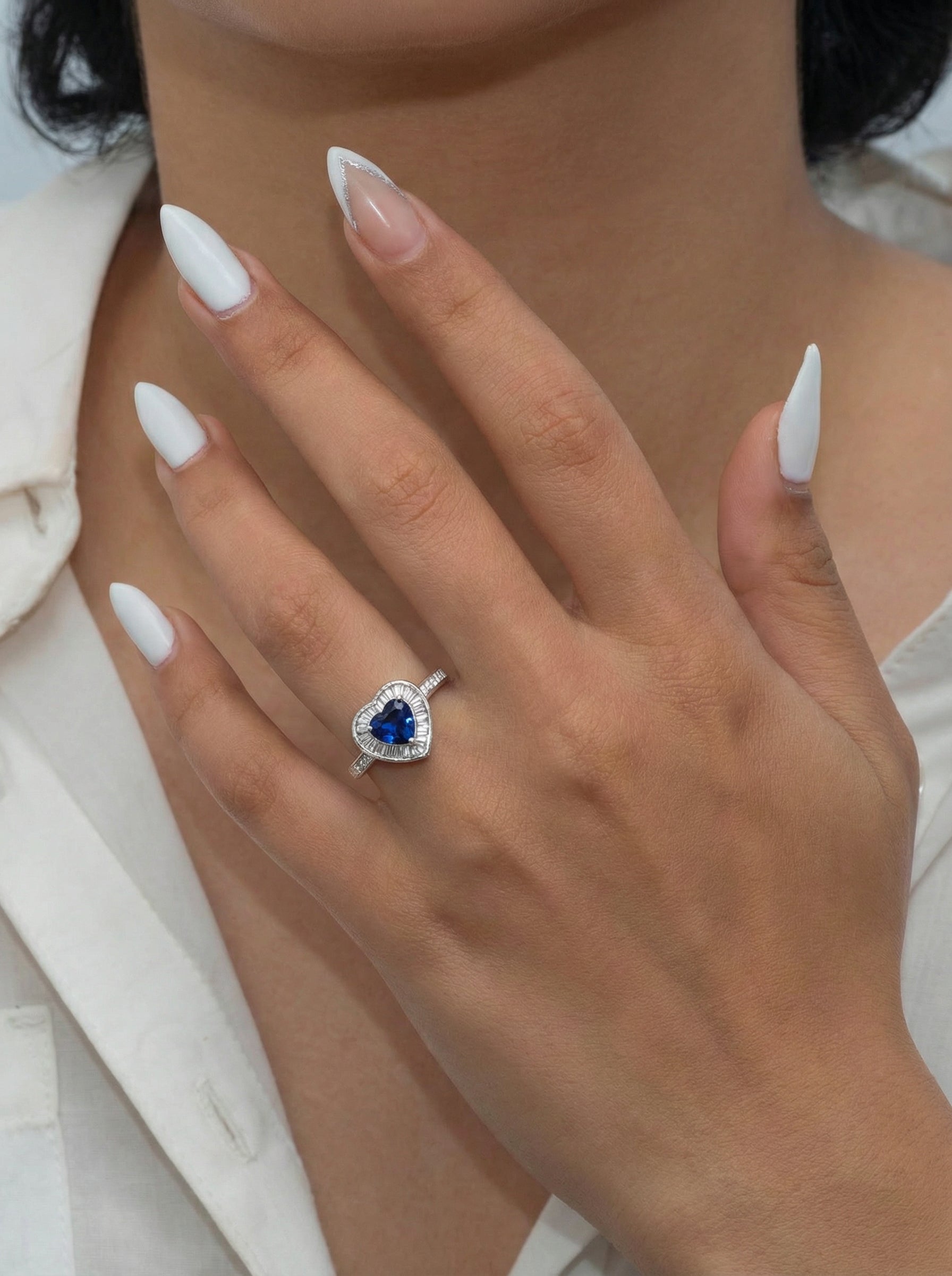 Royal Blue Heart With Frame Ring