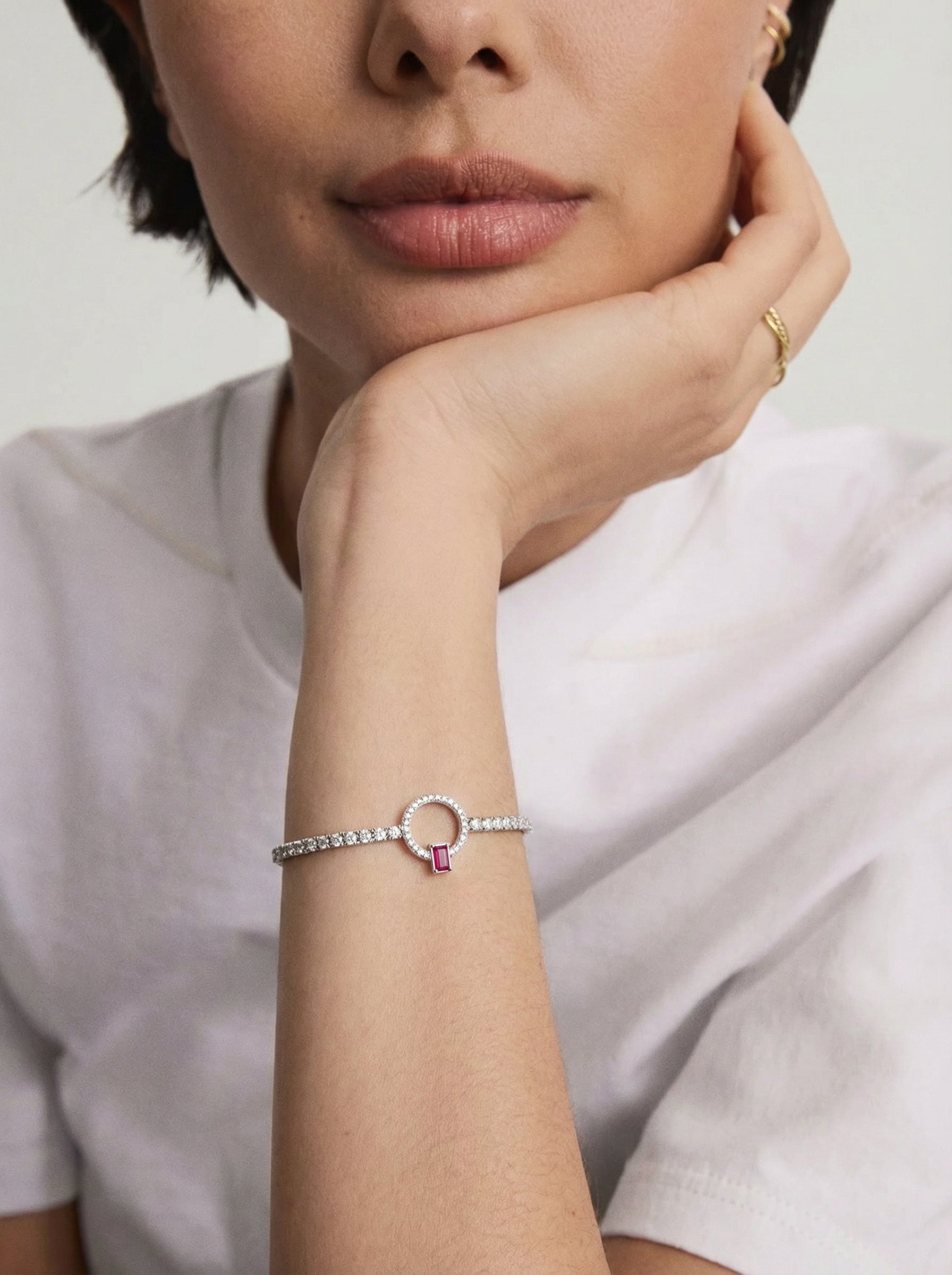 Ruby Halo Tennis Bracelet